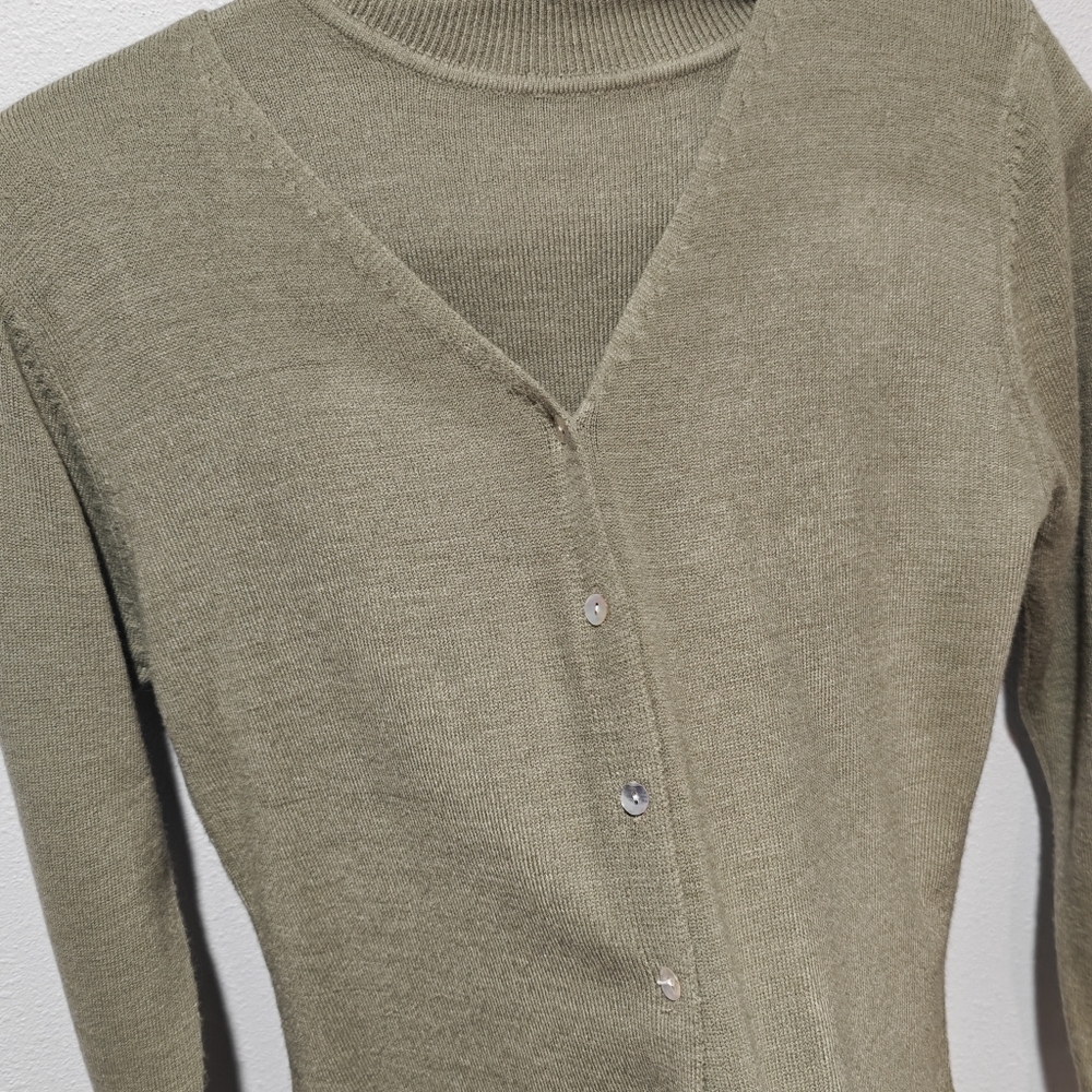 100% Cashmere 90s Vintage Banana Republic 2pc Cardigan+ Short Sleeve Shirt Small - Picture 3 of 6